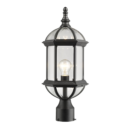 Z-Lite Annex 1 Light Outdoor Post Mount, Black & Clear Beveled 563PHM-BK
